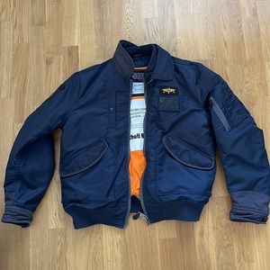 Reworked navy vintage flight jacket